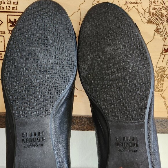 Stuart Weitzman softest leather gold bow/patent leather bow ballet flat shoes 5 - Picture 10 of 13